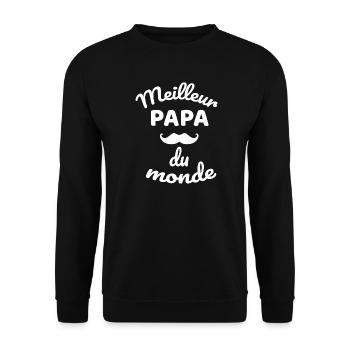 Authentisches Gesamt-Schnurrbart-Papa-Design - Unisex Pullover - Schwarz - Vorne - Alina (178cm) & Michal (187cm)