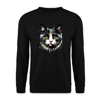 Cat - Unisex Sweatshirt - black - Front - Alina (178cm) & Michal (187cm)