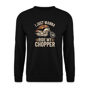 Flammender Chopper Motorrad - Unisex Pullover - Schwarz - Vorne - Alina (178cm) & Michal (187cm)