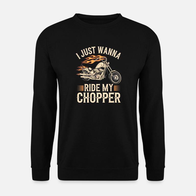 Flaming Chopper Motorcycle - Unisex Sweatshirt - black