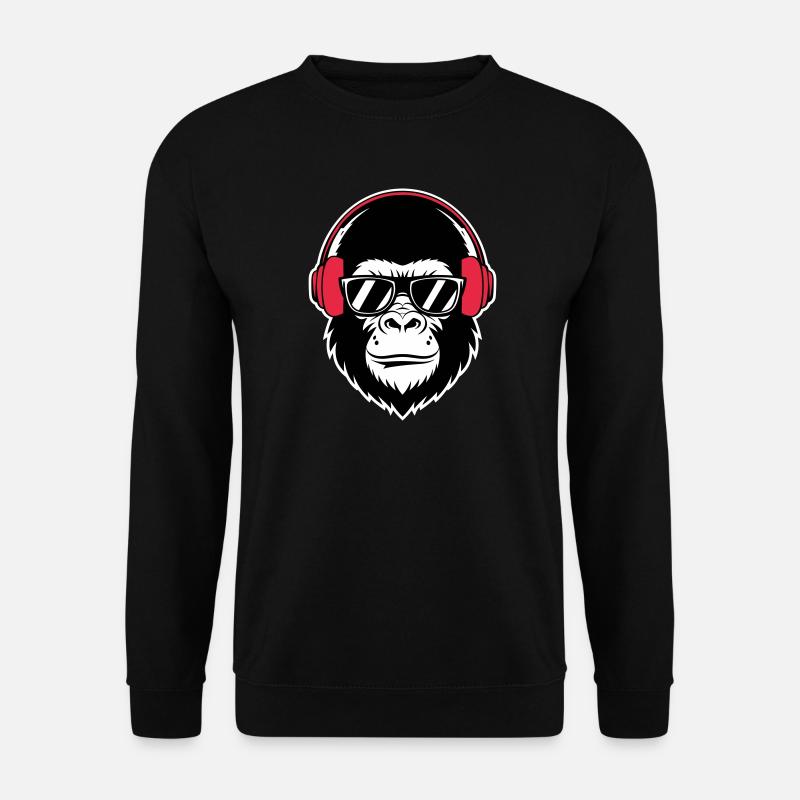 Cooler Gorilla-DJ - Unisex Pullover - Schwarz