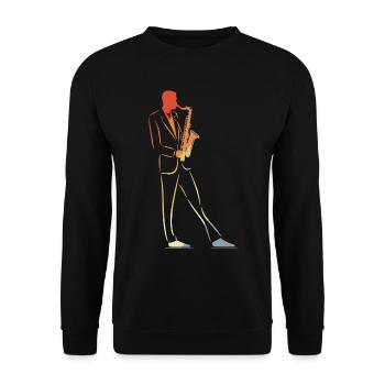 Vintage Saxophonist - Unisex Pullover - Schwarz - Vorne - Alina (178cm) & Michal (187cm)