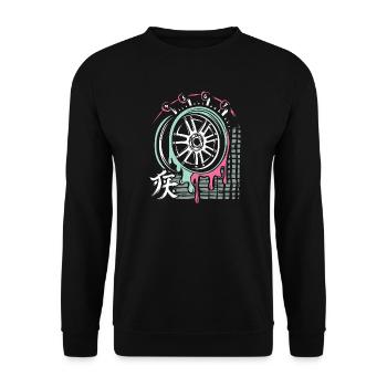 JDM Drift Rim – Tuning & Racing Art - Unisex Sweatshirt - black - Front - Alina (178cm) & Michal (187cm)