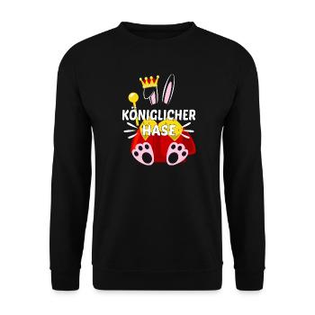 Königlicher Hase - Unisex Pullover - Schwarz - Vorne - Alina (178cm) & Michal (187cm)