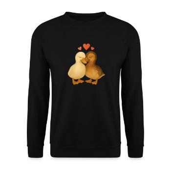Ente gut, Liebe gut – Kuschelenten - Unisex Pullover - Schwarz - Vorne - Alina (178cm) & Michal (187cm)