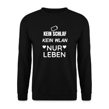 Kein Schlaf Kein WLAN Nur Leben Festival Edition - Unisex Pullover - Schwarz - Vorne - Alina (178cm) & Michal (187cm)