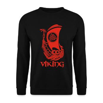 Red Viking Ship - Unisex Sweatshirt - black - Front - Alina (178cm) & Michal (187cm)