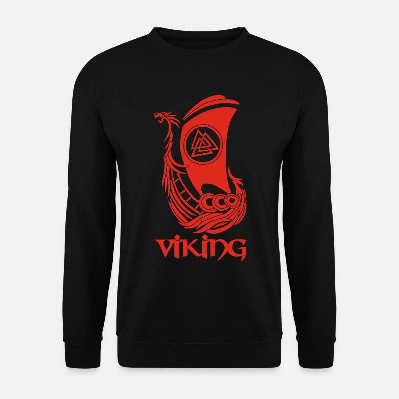 Rotes Wikingerschiff - Unisex Pullover - Schwarz