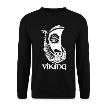 Weißes Wikingerschiff - Unisex Pullover - Schwarz - Vorne - Alina (178cm) & Michal (187cm)