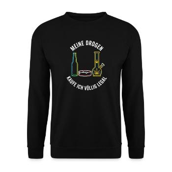 Meine Drogen – Völlig Legal ! - Unisex Pullover - Schwarz - Vorne - Alina (178cm) & Michal (187cm)