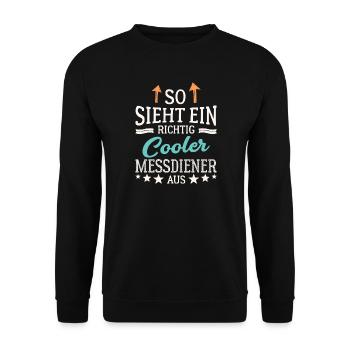So sieht ein cooler Messdiener aus Ministrant - Unisex Pullover - Schwarz - Vorne - Alina (178cm) & Michal (187cm)