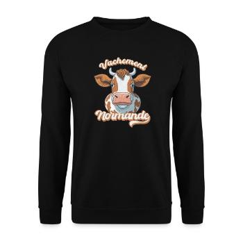 Vachement Normande Regional Pride Farmer - Unisex Sweatshirt - black - Front - Alina (178cm) & Michal (187cm)