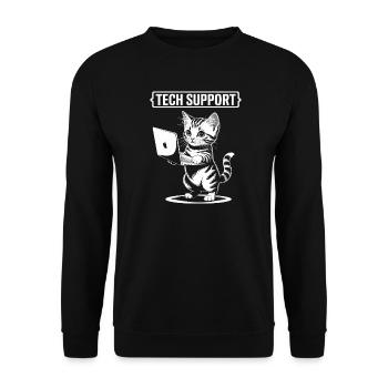 Funny Tech Support Cute Cat Ironic IT - Unisex Sweatshirt - black - Front - Alina (178cm) & Michal (187cm)