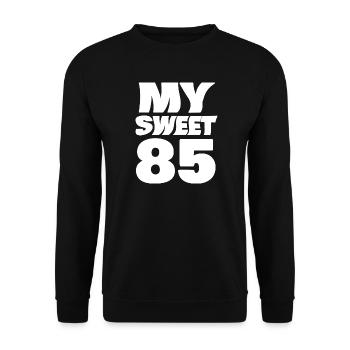 Playful sugar motif with number 85 - Unisex Sweatshirt - black - Front - Alina (178cm) & Michal (187cm)