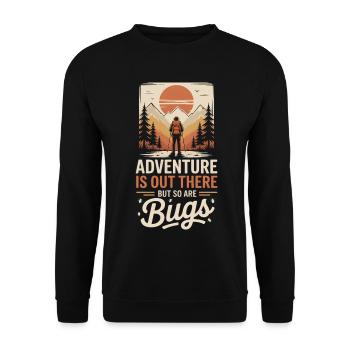 Bergabenteuer Wanderer im Sonnenuntergang - Unisex Pullover - Schwarz - Vorne - Alina (178cm) & Michal (187cm)