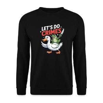 Lets do Crimes - Lustiger Frosch und Gans T-Shirt - Unisex Pullover - Schwarz - Vorne - Alina (178cm) & Michal (187cm)