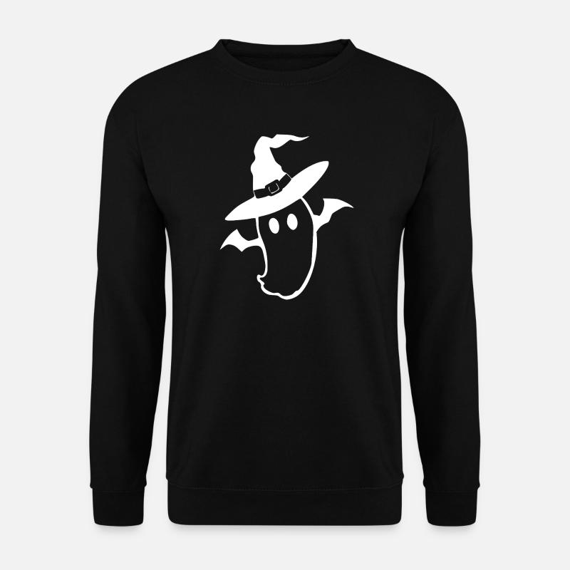 Halloween_T-shirt_Gespenst_weiss_spooky_cute - Unisex Pullover - Schwarz