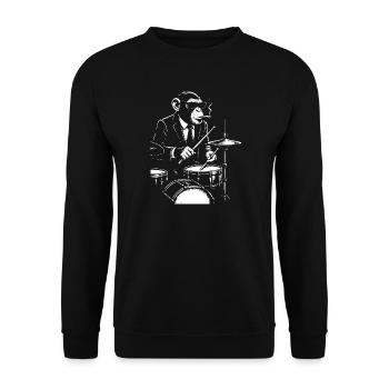 Jazz Monkey playing the Drums - Unisex Sweatshirt - black - Front - Alina (178cm) & Michal (187cm)