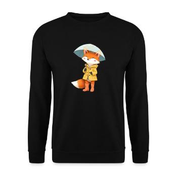 Fuchs Regenmantel Regenschirm - Unisex Pullover - Schwarz - Vorne - Alina (178cm) & Michal (187cm)