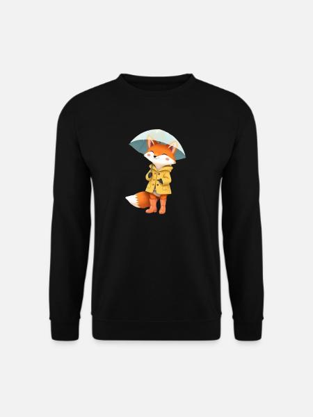 Fuchs Regenmantel Regenschirm - Unisex Pullover - Schwarz