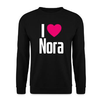 I Love Nora Pinkes Herz Ich liebe Nora - Unisex Pullover - Schwarz - Vorne - Alina (178cm) & Michal (187cm)