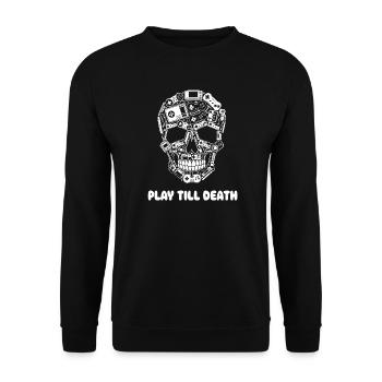 Play Till Death Schädel aus Controllern - Unisex Pullover - Schwarz - Vorne - Alina (178cm) & Michal (187cm)