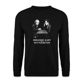 Kant vs Wittgenstein Chess Duel - Unisex Sweatshirt - black - Front - Alina (178cm) & Michal (187cm)