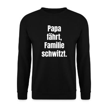 Papa fait du vélo, la famille transpire en faisant du vélo. - Sweat-shirt Unisexe - noir - Devant - Alina (178cm) & Michal (187cm)