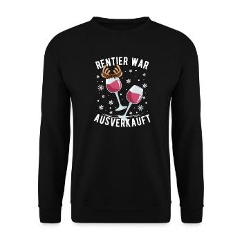 Reindeer was sold out Wine Red wine - Unisex Sweatshirt - black - Front - Alina (178cm) & Michal (187cm)