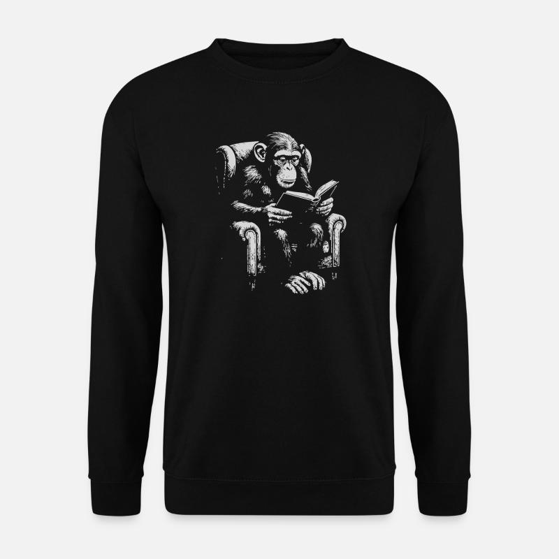 Ape Reading dans le fauteuil - Sweat-shirt Unisexe - noir