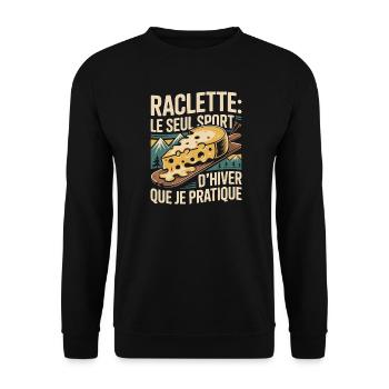 Raclette auf einem Brett: ein Gourmet-Wintersport - Unisex Pullover - Schwarz - Vorne - Alina (178cm) & Michal (187cm)