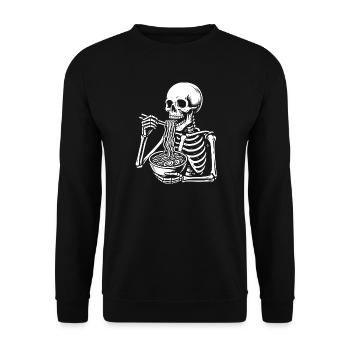 Skeleton Slurping Noodles - Unisex Sweatshirt - black - Front - Alina (178cm) & Michal (187cm)