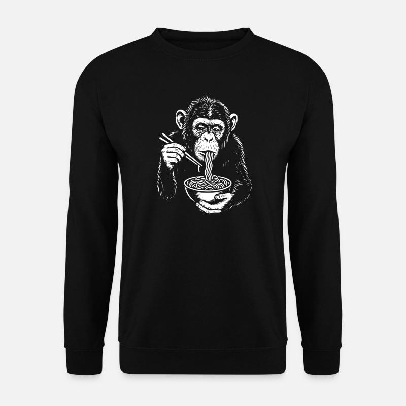 Illustration der Schimpansen-Nudelschale - Unisex Pullover - Schwarz