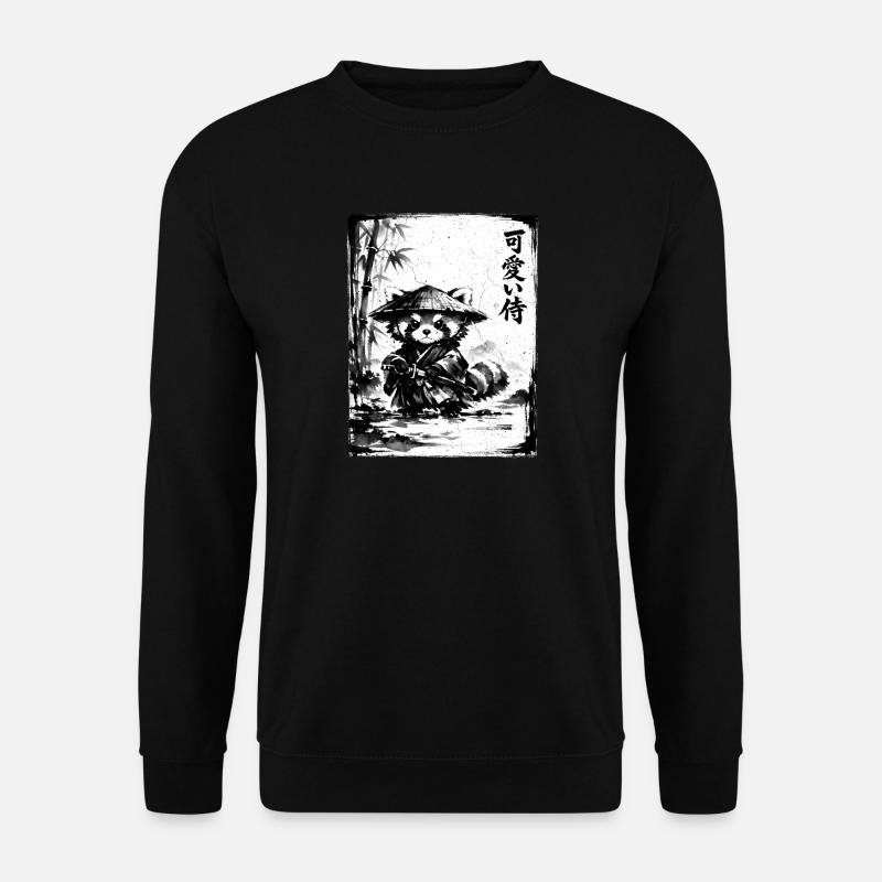 Samurai Red Panda Sumi-e Ink Drawing - Unisex Sweatshirt - black