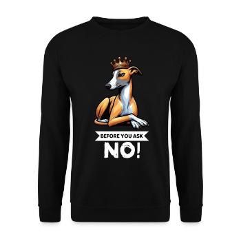 Avant de demander Whippet Lévrier Whippets Lévriers - Sweat-shirt Unisexe - noir - Devant - Alina (178cm) & Michal (187cm)