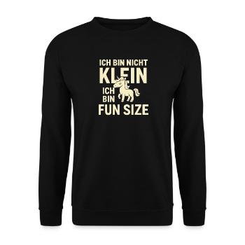 Ich bin nicht klein Einhorn Fun Size - Unisex Pullover - Schwarz - Vorne - Alina (178cm) & Michal (187cm)