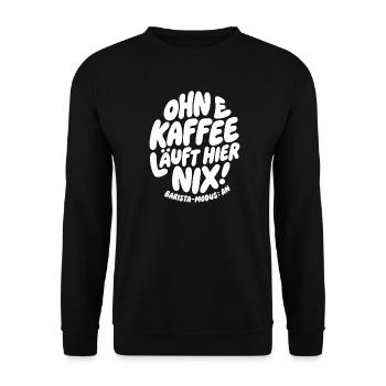 Nothing works here without coffee - Unisex Sweatshirt - black - Front - Alina (178cm) & Michal (187cm)