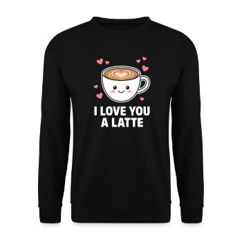 Ich liebe dich, ein süßer Latte-Kaffee-Design - Unisex Pullover - Schwarz - Vorne - Alina (178cm) & Michal (187cm)