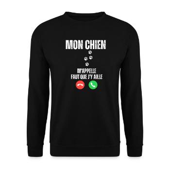 Mon Chien M'Appelle Faut Que J'y Aille - Sweat-shirt Unisexe - noir - Devant - Alina (178cm) & Michal (187cm)