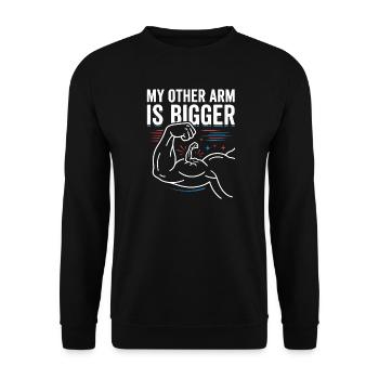 Anderer Arm Größer Meme - Unisex Pullover - Schwarz - Vorne - Alina (178cm) & Michal (187cm)