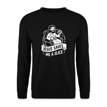 Jesus Saves Me A Slice Funny - Unisex Sweatshirt - black - Front - Alina (178cm) & Michal (187cm)