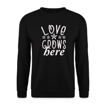 Love grows here Flowers Typography - Unisex Sweatshirt - black - Front - Alina (178cm) & Michal (187cm)