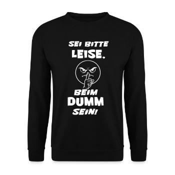Sei Bitte Leise (Weisse Schrift) - Unisex Pullover - Schwarz - Vorne - Alina (178cm) & Michal (187cm)