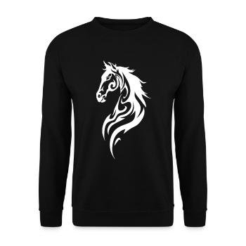 Tribal Horse Silhouette - Unisex Sweatshirt - black - Front - Alina (178cm) & Michal (187cm)