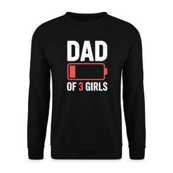 Vater von 3 Mädchen Batterie-Grafik - Unisex Pullover - Schwarz - Vorne - Alina (178cm) & Michal (187cm)