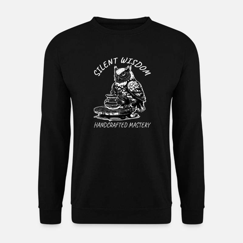 Silent Wisdom Pottery Owl - Unisex Sweatshirt - black