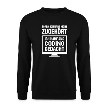 Coding Gedacht statt Zugehört - Unisex Pullover - Schwarz - Vorne - Alina (178cm) & Michal (187cm)