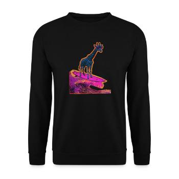 Surfer Giraffe - Unisex Pullover - Schwarz - Vorne - Alina (178cm) & Michal (187cm)