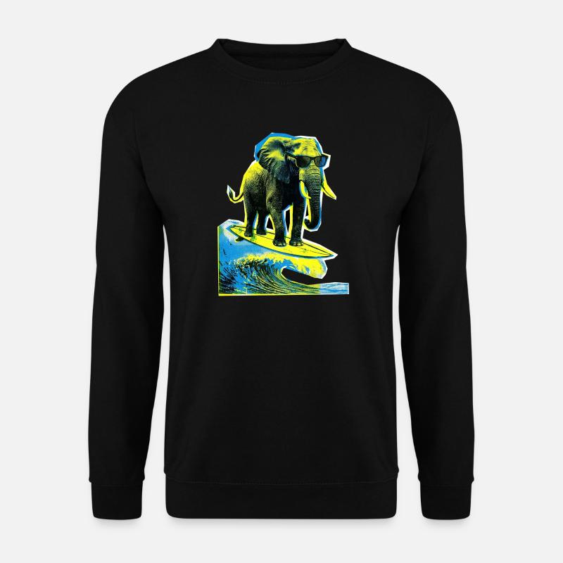 Elefant Surfer - Unisex Pullover - Schwarz