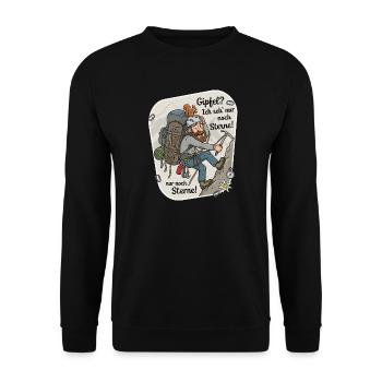 Gipfel Sterne Klettern Humor - Unisex Pullover - Schwarz - Vorne - Alina (178cm) & Michal (187cm)